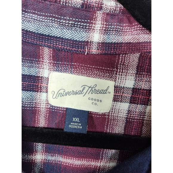 Universal Thread Women's Blue Plaid Long Sleeve Button Down Shirts Size XXL - Picture 3 of 6